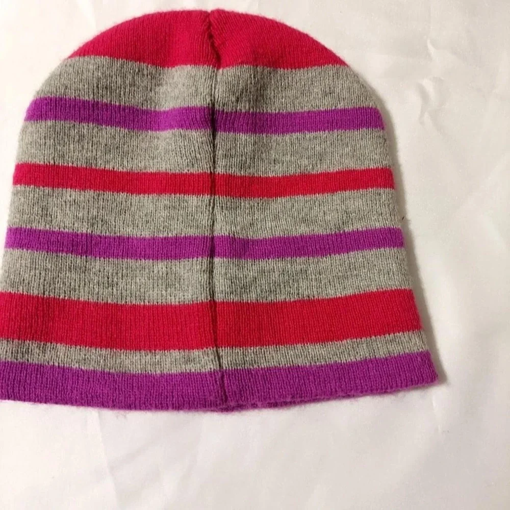 Disney Frozen Pink Purple Striped Hat Beanie OS Elsa‎ Anna